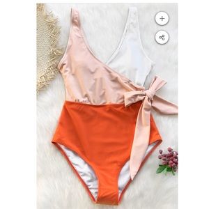 One piece color block swimsuit